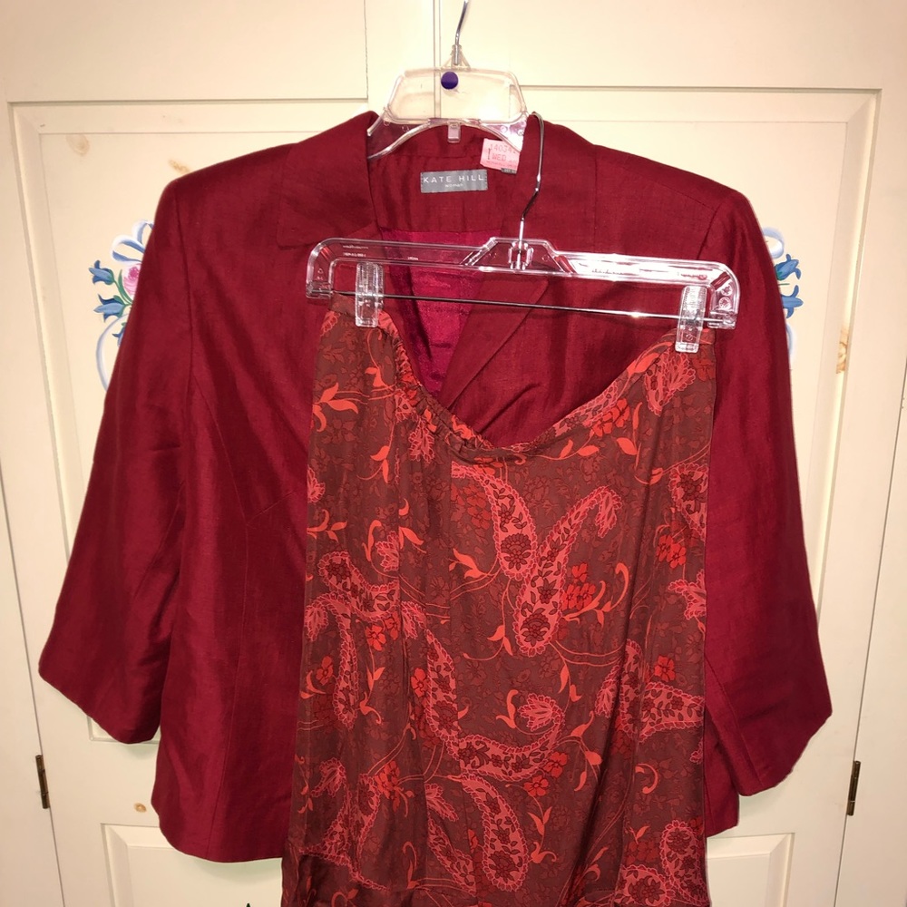 Kate Hill 100% Silk Skirt and Linen Jacket - 18W